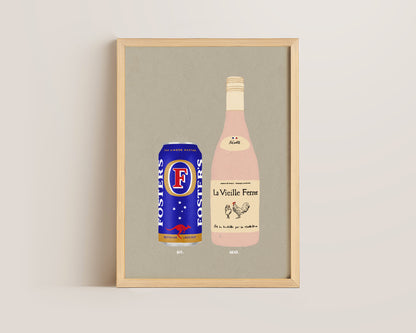 Fosters Can & Chicken Wine Print