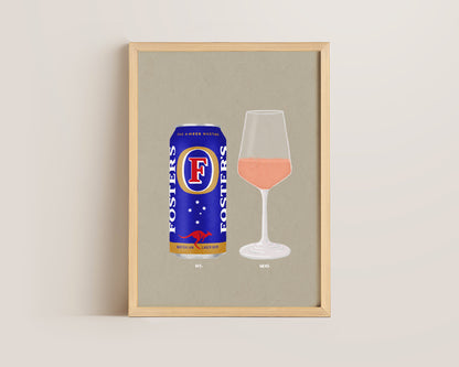 Fosters Can & Rose Print