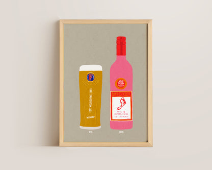 Fosters & White Zinfandel Print