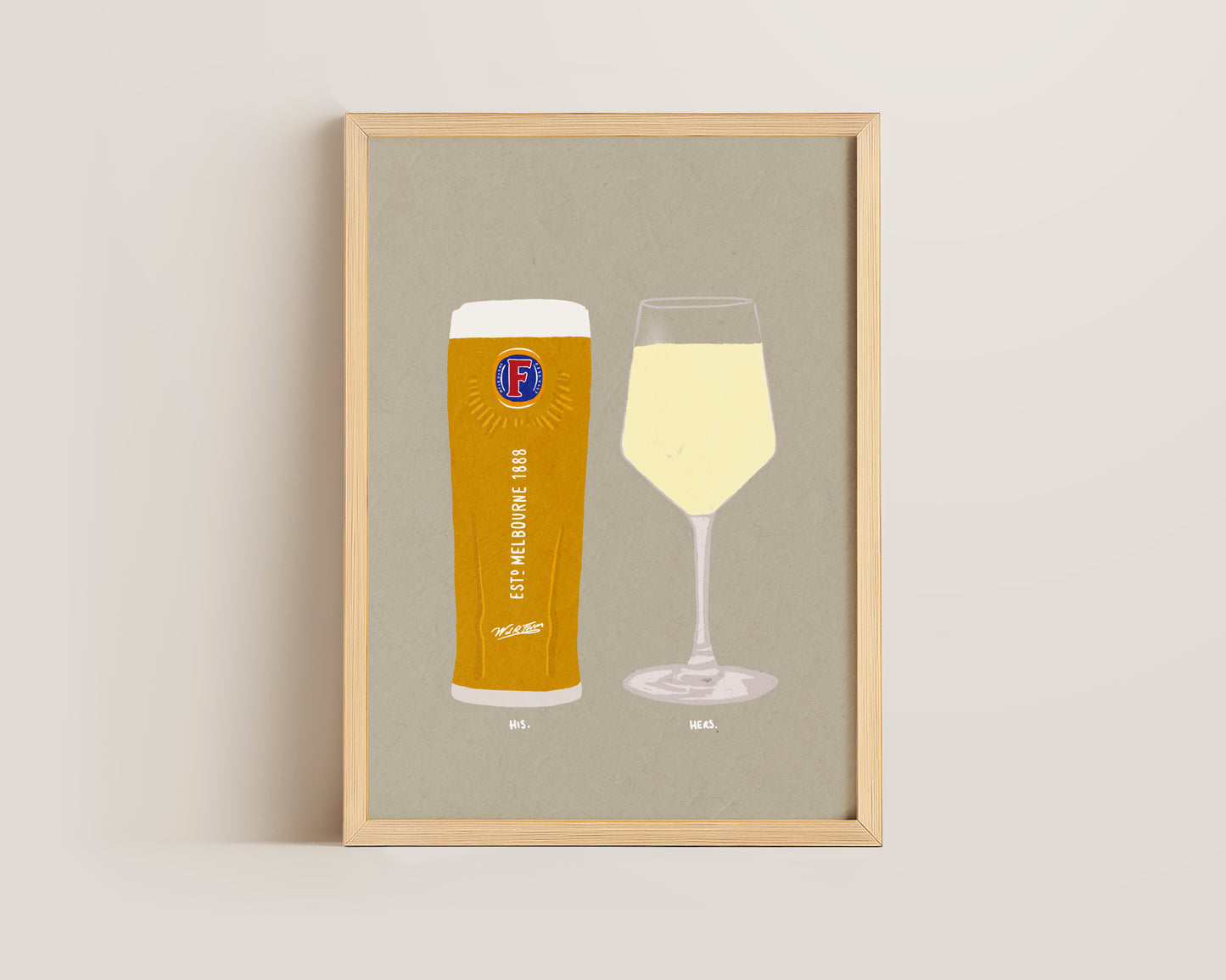 Fosters & White Wine Print