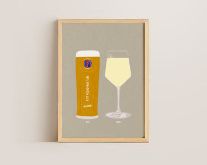Fosters & White Wine Print