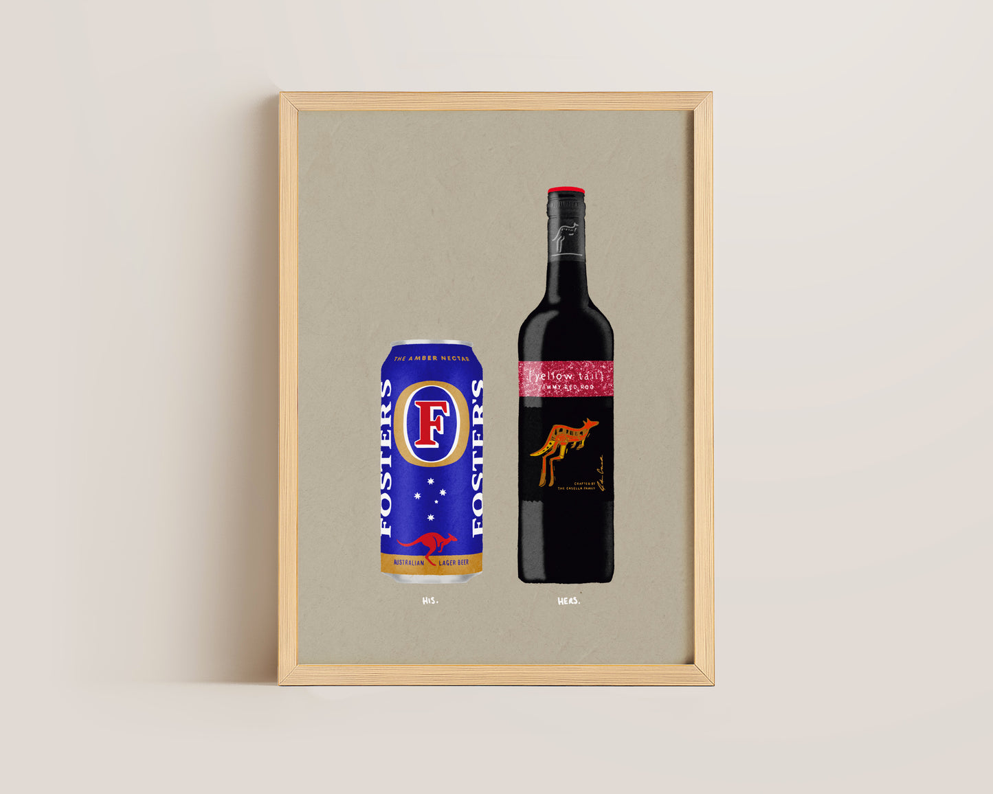 Fosters Can & Jammy Red Roo Print