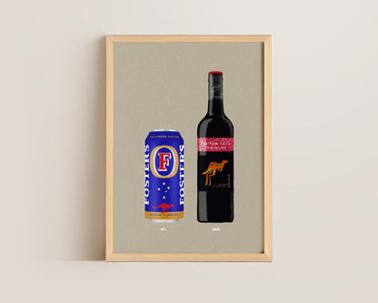 Fosters Can & Jammy Red Roo Print