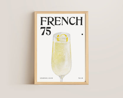 French 75 Cocktail Print