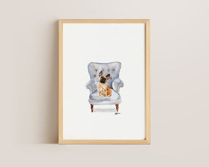 French Bulldog in Chair Print