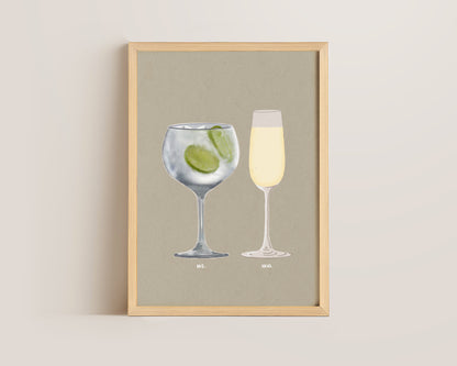 Gin & Tonic & Prosecco Glass Print