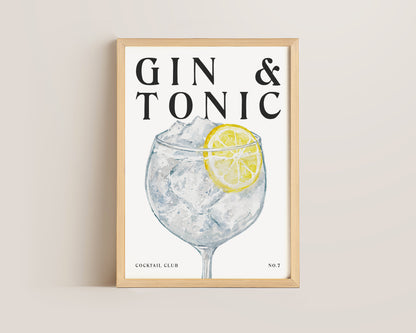 Gin & Tonic Cocktail Print
