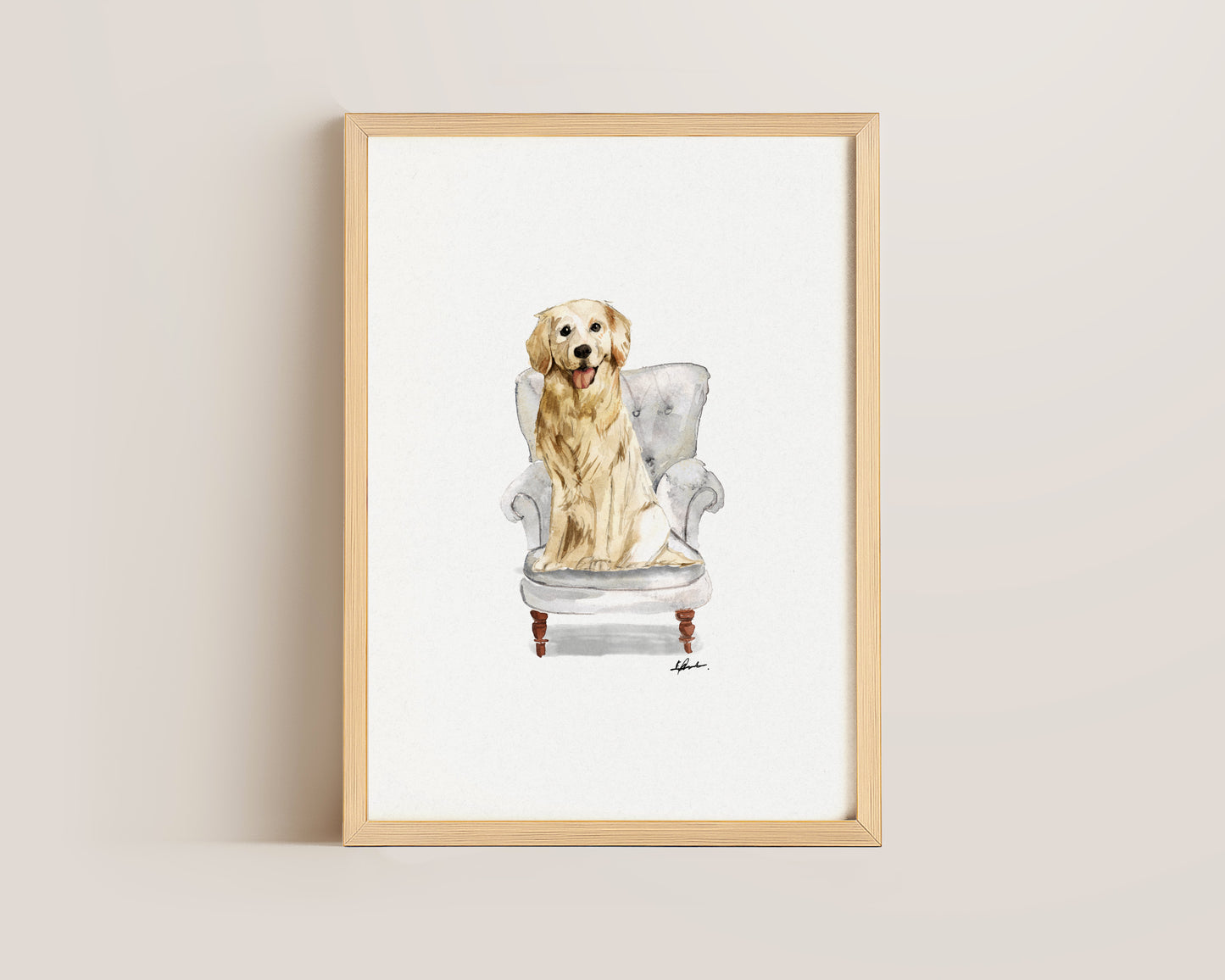 Golden Retriever in Chair Print