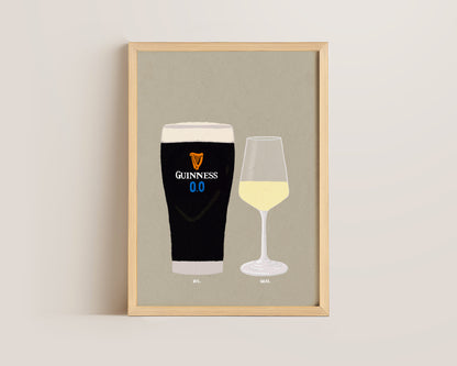 Guinness Zero & White Wine Print