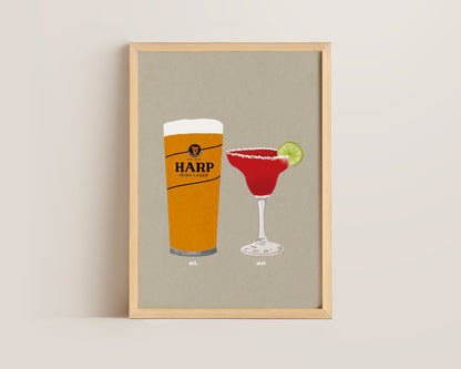 Harp Lager & Strawberry Margarita Print