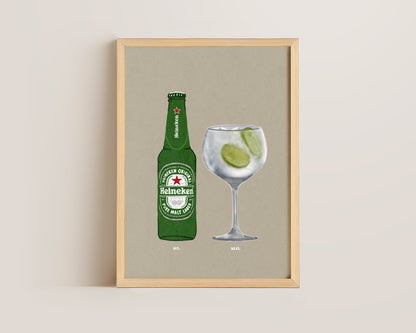 Heineken & Gin & Tonic Print