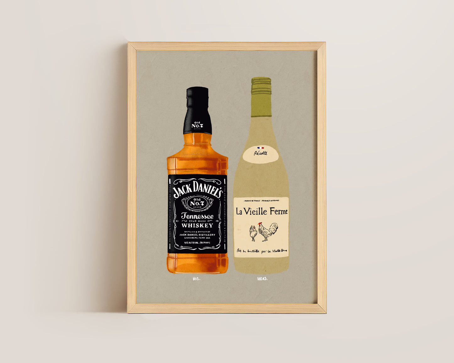 Jack Daniel's & White Chicken Wine Print