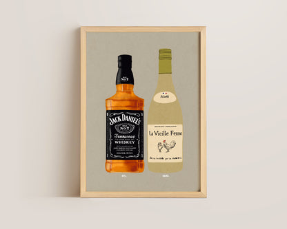 Jack Daniel's & White Chicken Wine Print