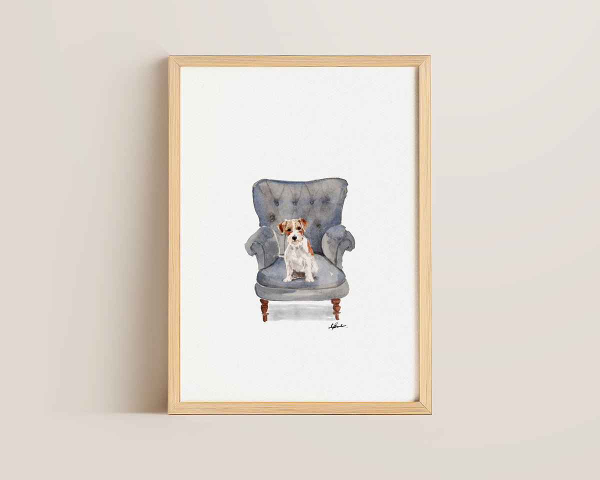 Jack Russell in Chair Print
