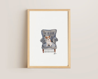 Jack Russell in Chair Print