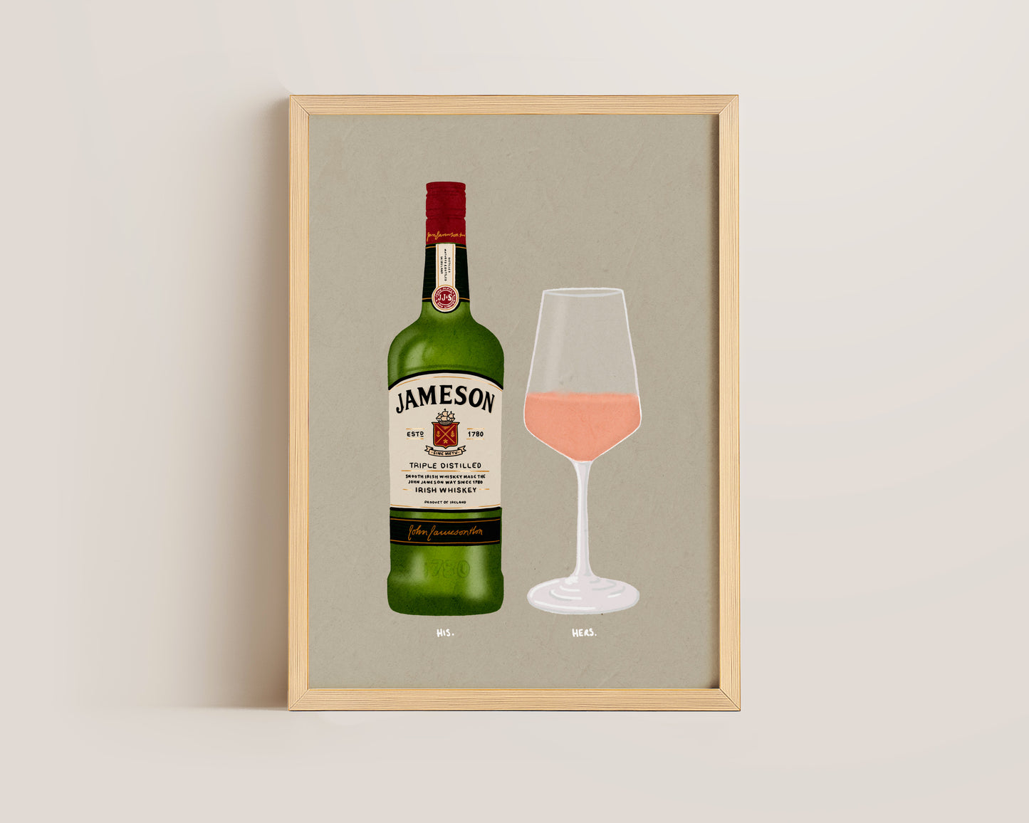 Jameson Whisky & Rose Print