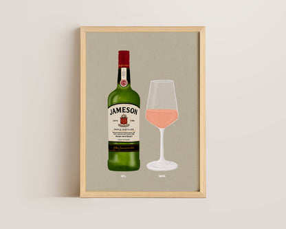 Jameson Whisky & Rose Print