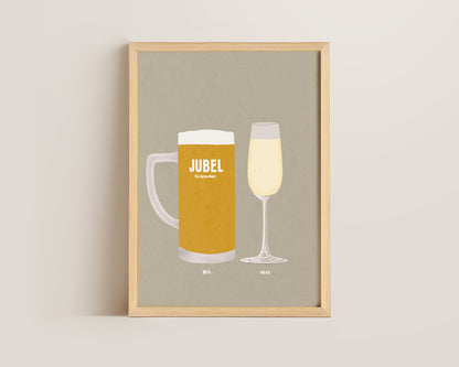 Jubel & Prosecco Glass Print
