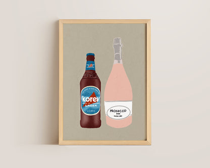 Korev Beer & Pink Prosecco Print