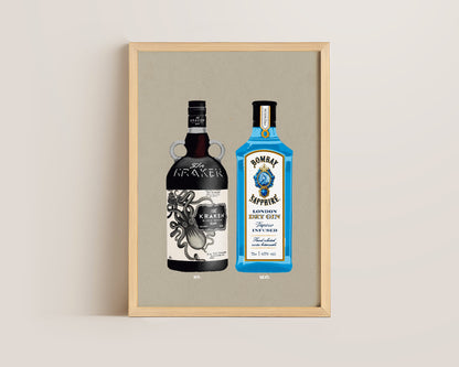 Kraken & Bombay Sapphire Print