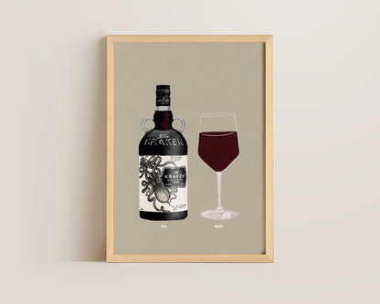 Kraken & Red Wine Print