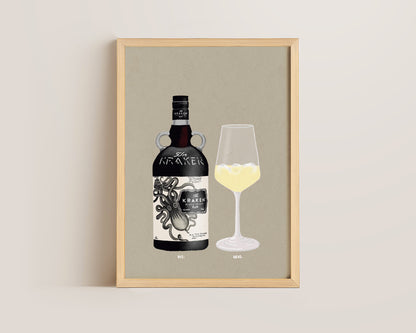 Kraken & White Wine Print