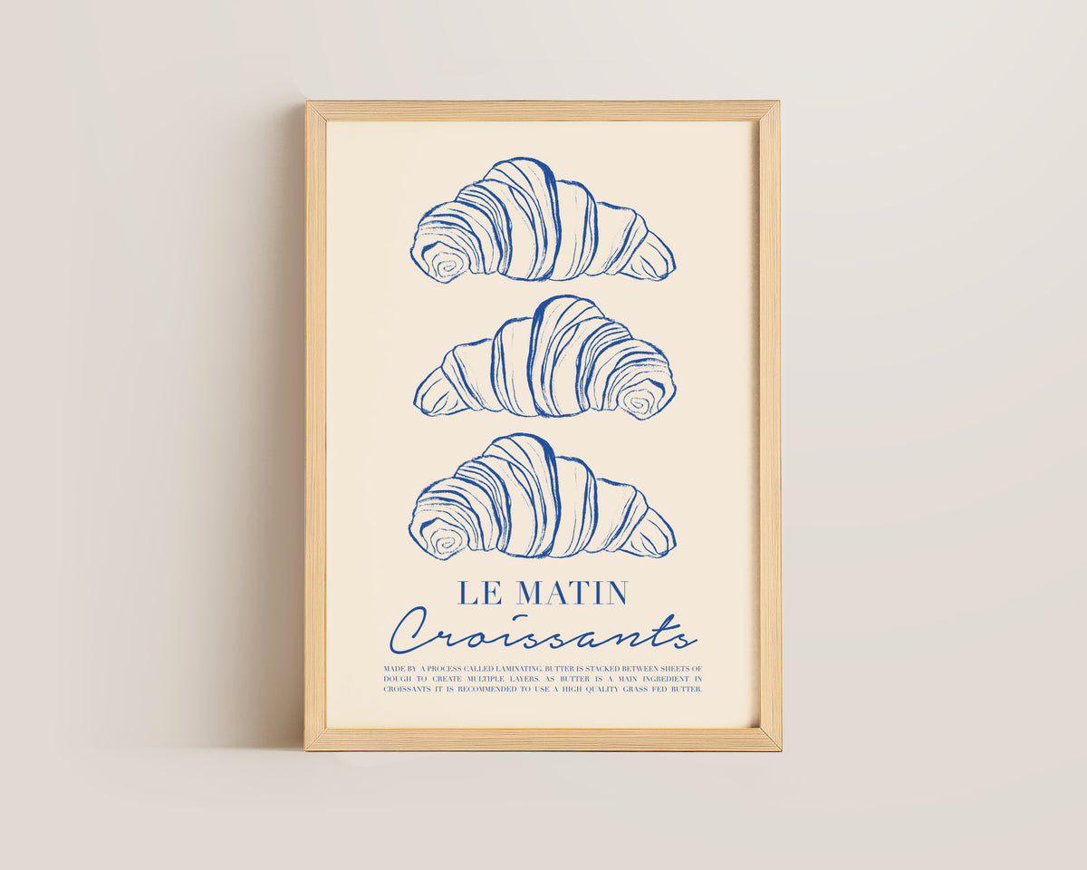Le Matin Croissant In Blue Print
