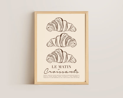 Le Matin Croissant Print In Brown