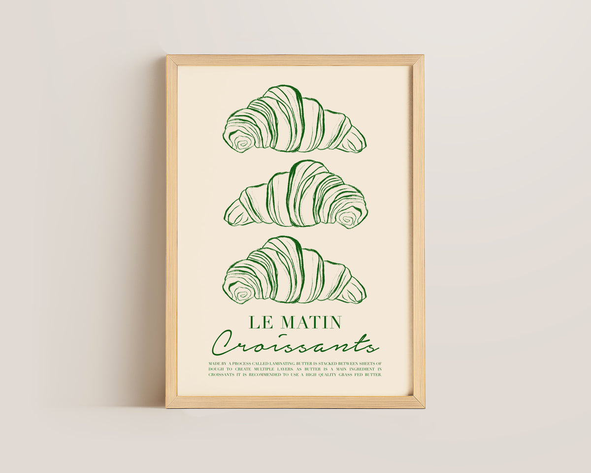 Le Matin Croissant Print In Green