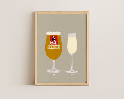 Madri & Prosecco Glass Print
