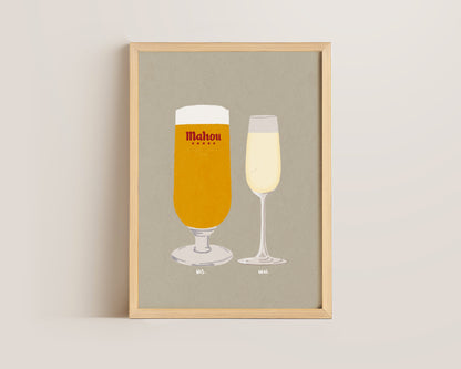 Mahou & Prosecco Glass Print