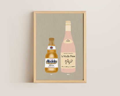 Modelo & Chicken Wine Print
