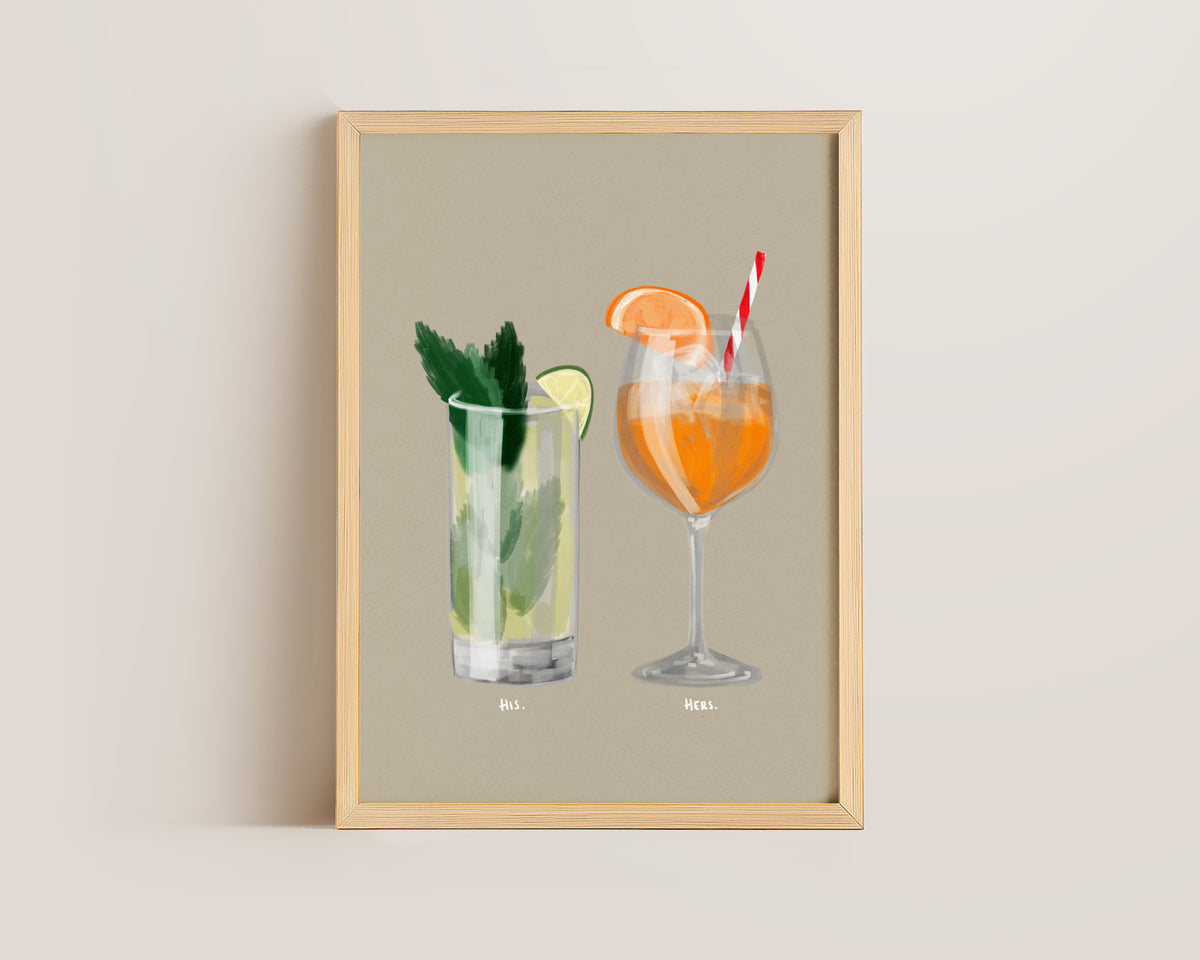Mojito & Aperol Spritz Couples Drink Print
