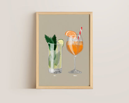 Mojito & Aperol Spritz Couples Drink Print