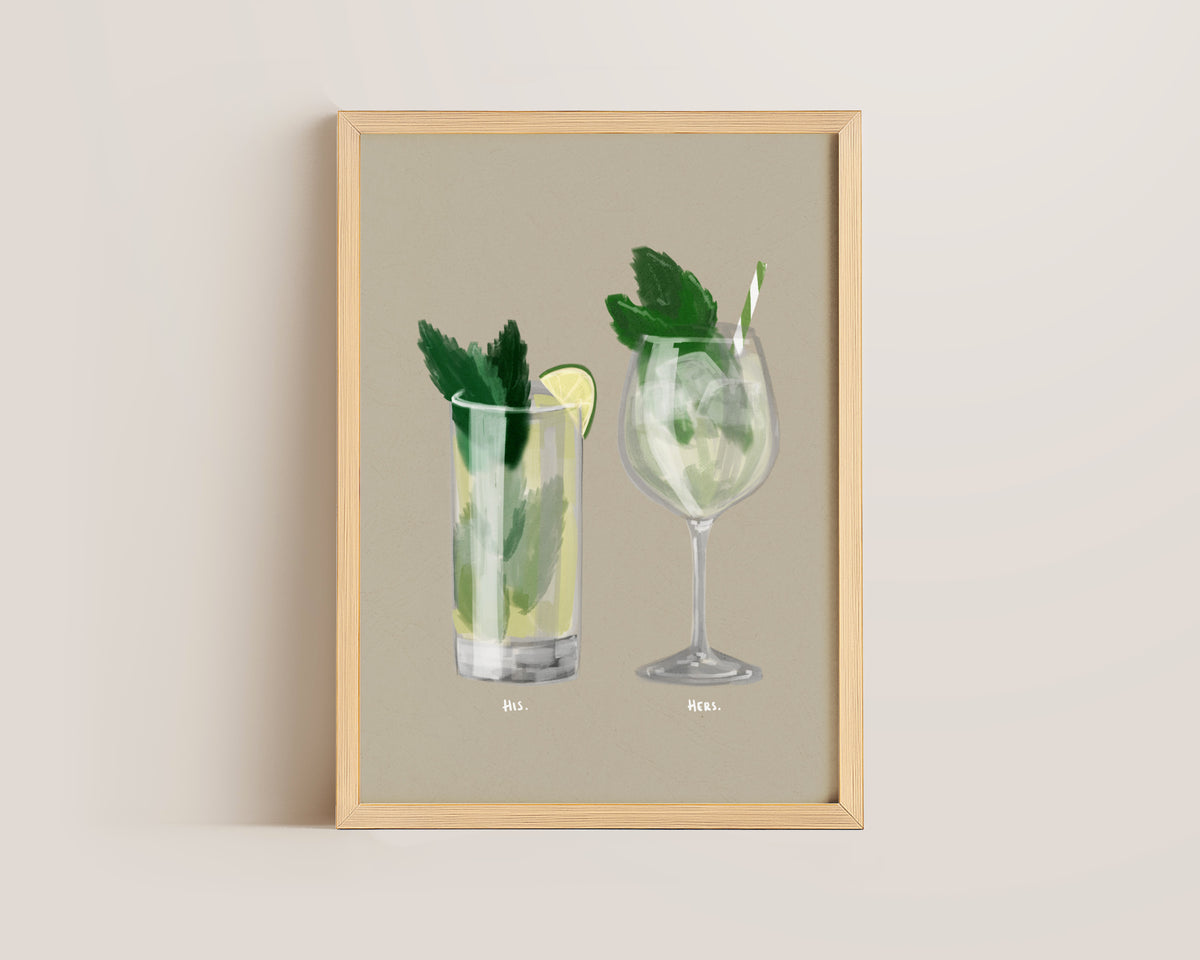 Mojito & Hugo Spritz Couples Drink Print
