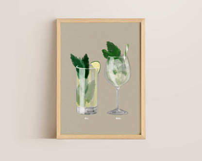 Mojito & Hugo Spritz Couples Drink Print