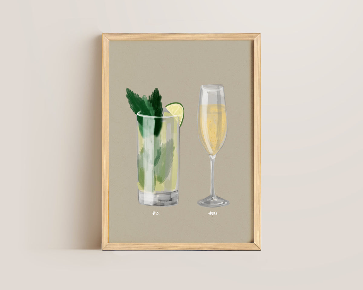 Mojito & Prosecco Couples Drink Print