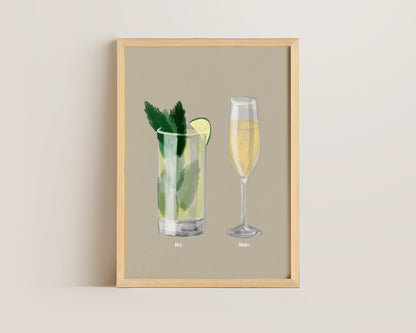 Mojito & Prosecco Couples Drink Print