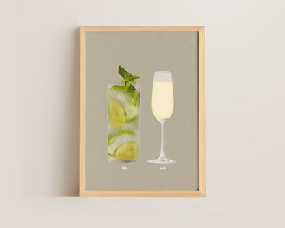 Mojito & Prosecco Glass Print