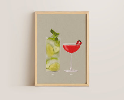 Mojito & Strawberry Daiquiri Print