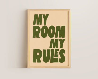 My Room My Rules Green Print