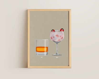 Whisky & Pink Gin Print