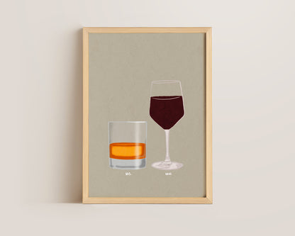 Whisky & Red Wine Print