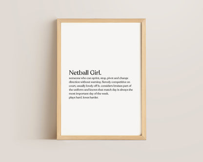 Netball Girl Definition Print