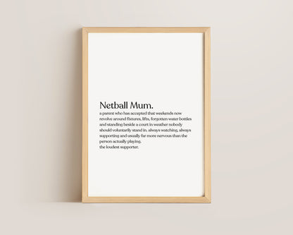 Netball Mum Definition Print