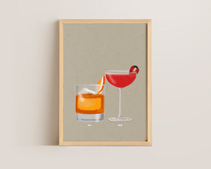 Old Fashioned & Strawberry Daiquiri Print