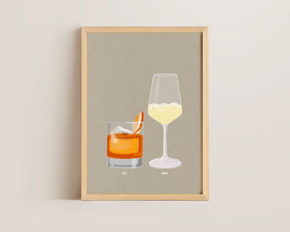 Old Fashioned & White Wine Spritzer Print