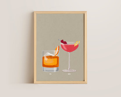Old Fashioned & French Martini Print