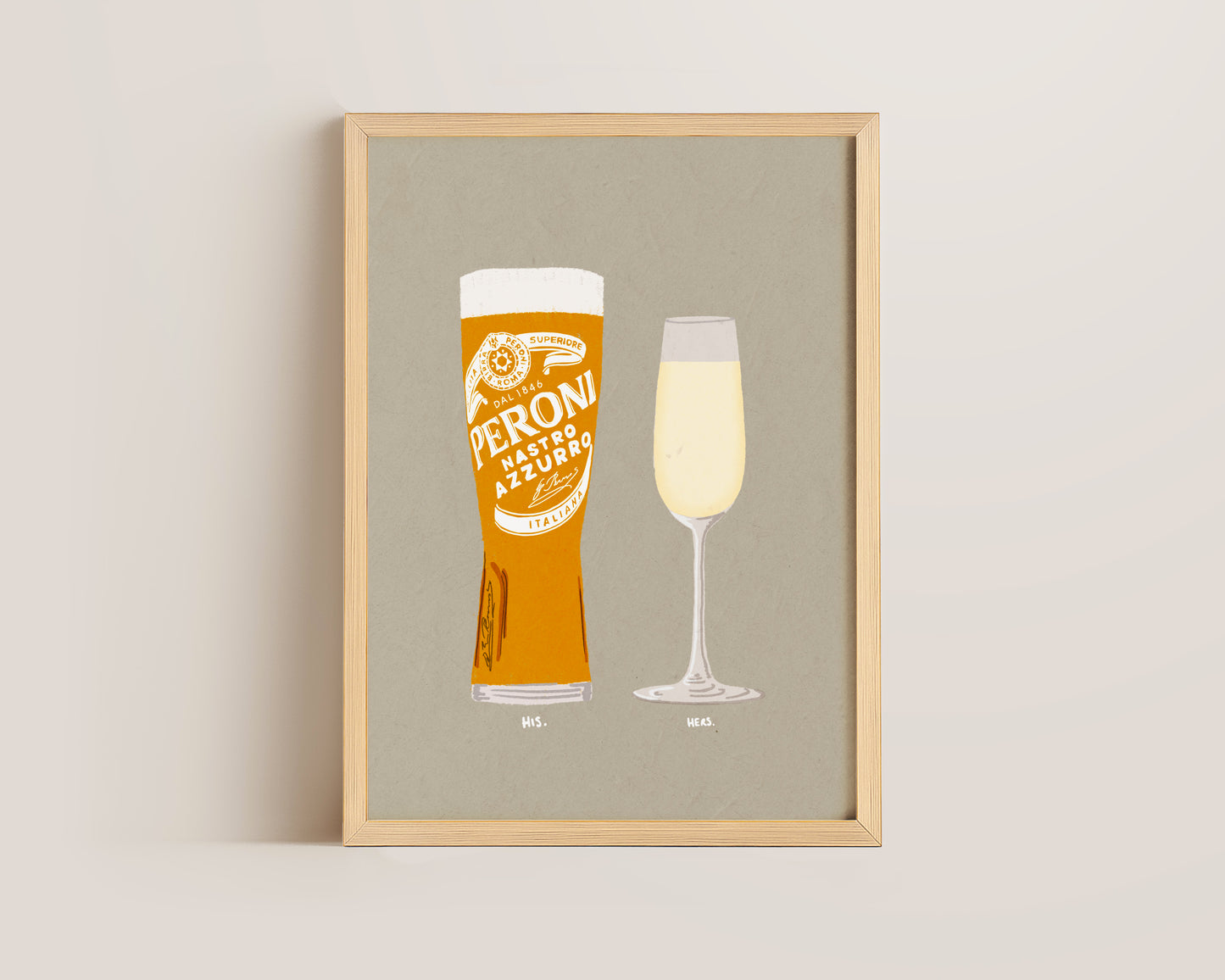Peroni & Prosecco Glass Print