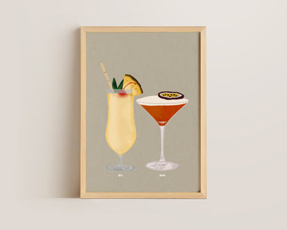 Pina Colada & Pornstar Martini Print